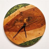 Wanduhr, Uhr, Apfelholz, Epoxidharz, Resin