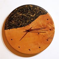 Uhr, Wanduhr, Birnenholz, Epoxidharz, Resin