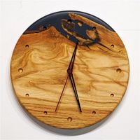 Uhr, Wanduhr, Eichenholz, Eiche, Epoxidharz, Resin