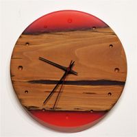 Uhr, Wanduhr, Kirschenholz, Kirsche, Epoxidharz, Resin