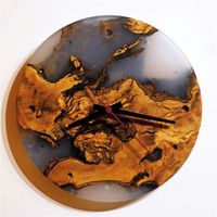 Uhr, Wanduhr, Olivenholz, Olive, Epoxidharz, Resin